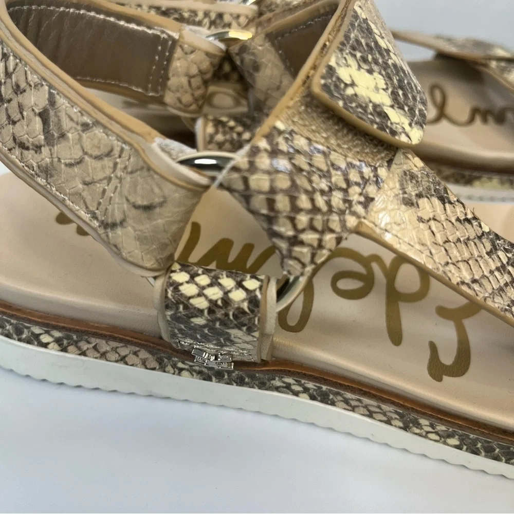 Sam Edelman Annalise Wheat Snake Print Platform Sandals Gorpcore Travel Size 7.5